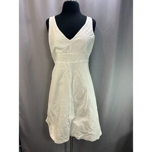 Faith Passion A Line Dress Women 10 White Cotton Diagonal Stripes Back Zip Party